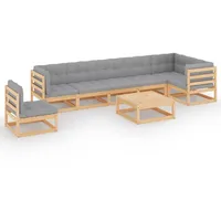 vidaXL 8-tlg. Loungeset mit Kissen grau