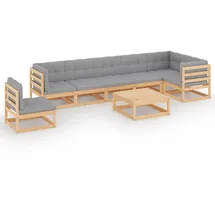 vidaXL 8-tlg. Loungeset mit Kissen grau