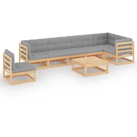 vidaXL 8-tlg. Loungeset mit Kissen grau