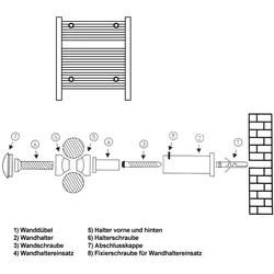 LuxeBath Befestigungsmaterial Badheizkörper Aufhängung Halter Für Heizkörper Schwarz