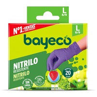 Bayeco - Einweg-Nitrilhandschuhe - Farbe Violett - Beidhändig - Staub und Latex - Strukturierte Finger für besseren Halt - Spender mit 20 Stück - Größe L