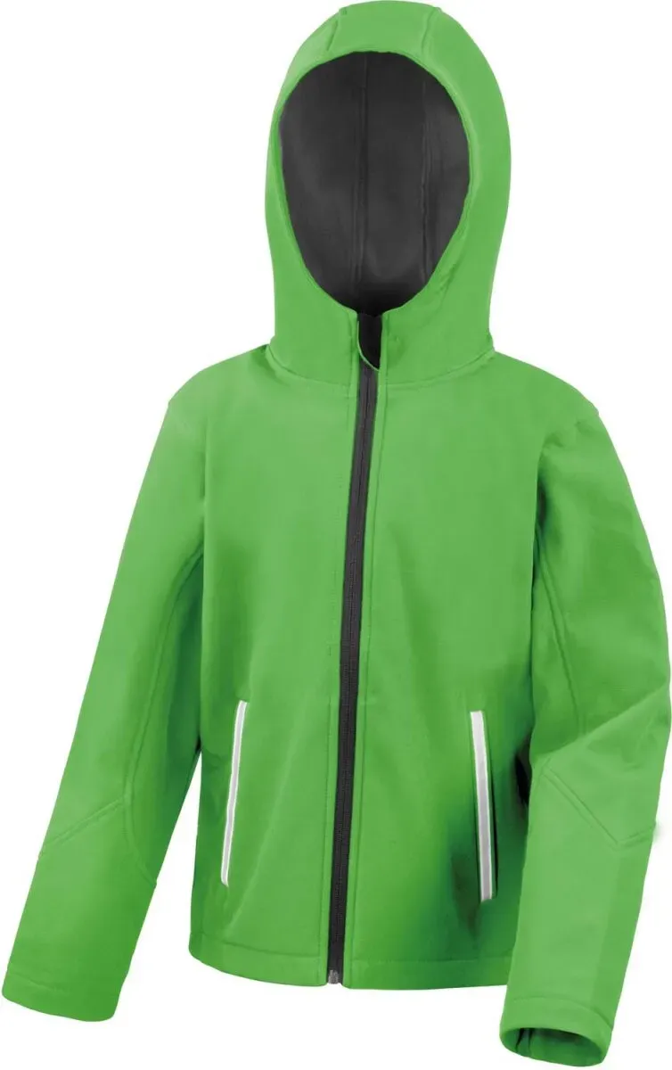 Result Core Kinder 3-Lagen Softshell Kapuzen Jacke Softshell-Jacke R224J/R224Y vivid green/black XXL (13-14)