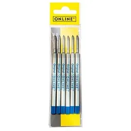 Online Schreibgeräte Kugelschreiberminen 70038, Metallgroßraummine, Stärke M, blau, 6 Stück