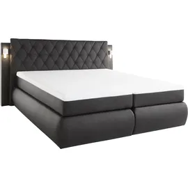 Collection AB Boxspringbett COLLECTION AB, schwarz (schwarz, weiß), B:225cm L:218cm, Holzwerkstoff, Spanplatte, Komplettbetten, Boxspringbett, inklusive Bettkasten, LED-Beleuchtung und Topper, Topseller