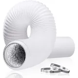 HG PLVTII Abluftschlauch 125mm Flexibel, 5m PVC Trockner Abluftschlauch mit 2 Schlauchschellen, Φ 13 cm Lüftungsschlauch für Wäschetrockner, Abluftventilator, Belüftungssystem, Weiß