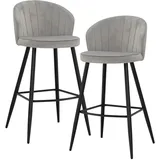 FineBuy 2er Set Barhocker FineBuy Barstuhl Samt Tresenhocker mit Lehne Hocker 110 kg