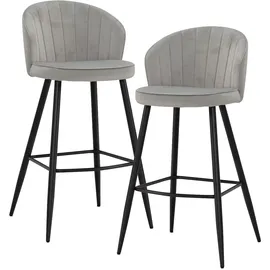 FineBuy 2er Set Barhocker FineBuy Barstuhl Samt Tresenhocker mit Lehne Hocker 110 kg