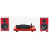 Pro-Ject Jukebox E1 + Speaker Box 5 Set, Draaitafel systeem - Rood (Vollautomatisch), Plattenspieler, Rot