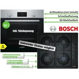 Bosch Herdset Gasherd Autark mit Einbau-Backofen und Glas-Gaskochfeld 60cm