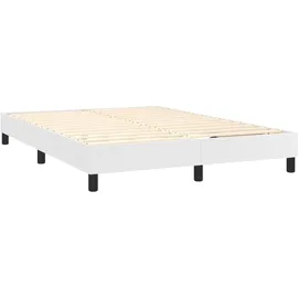 vidaXL Boxspringbett mit Matratze Weiß 140x200 cm Kunstleder