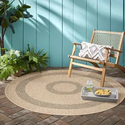 Outdoorteppich AYYILDIZ TEPPICHE "COMILLA 0886", schwarz, H:8mm Ø:200cm, Polypropylen, Teppiche, Pflegeleicht / Strapazierfähig / In- und Outdoor geeignet