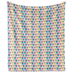 Wohndecke Gemütlicher Plüsch für den Innen- und Außenbereich, Abakuhaus, Dessert Bunte Creamy Cupcakes blau|gelb|rosa 175 cm x 230 cm
