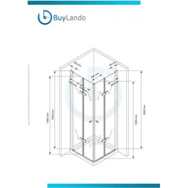 Buylando Caroline Eck-Duschkabine 90 x 195 cm Duschwanne