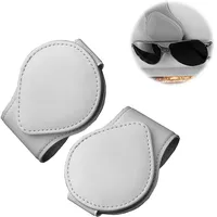 2 Stück Brillenhalter für Auto, Universal Leder Auto Sonnenbrillen Halter, Magnetische Sonnenbrillenhalter Ticket Clip, Auto Visier Zubehör(Grau)