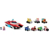 PAW PATROL: Der Mighty Kinofilm, Pup Squad Mini Marine Hauptquartier Spielset & Der Mighty Kinofilm, 7-teiliges Pup Squad Racers-Geschenkset mit Liberty-Spielzeugauto, geeignet für Kinder ab 3 Jahren