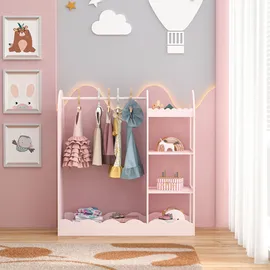 [en.casa] En.Casa, Kindergarderobe, Kindergarderobe Vestnes mit Spiegel 100x94x38 cm Cotton Candy