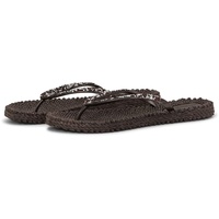 Ilse Jacobsen Damen Zehentrenner CHEERFUL03G gemusterte Innensohle,Glitzersteine,massageffekt - 41 EU