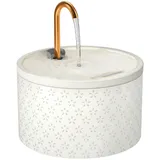 MISFANS Katzenbrunnen Keramik 2,1L – Leiser Trinkbrunnen für Katze mit 3-Fach Filtersystem,Blüten-Relief Design