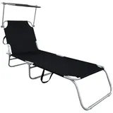 Spetebo 3-Bein Gartenliege klappbar - schwarz - Relax Sonnenliege mit 4-fach verstellbarem Rückenteil - Liege für Camping Garten Pool Spa Wellness - Schwarz