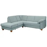 Ecksofa HOME AFFAIRE "Belfort L-Form" Sofas Gr. B/H/T: 243cm x 88cm x 91cm, Struktur fein, Ottomane links, ohne Bettfunktion, blau (aqua) mit Federkern, wahlweise Bettfunktion und Stauraum