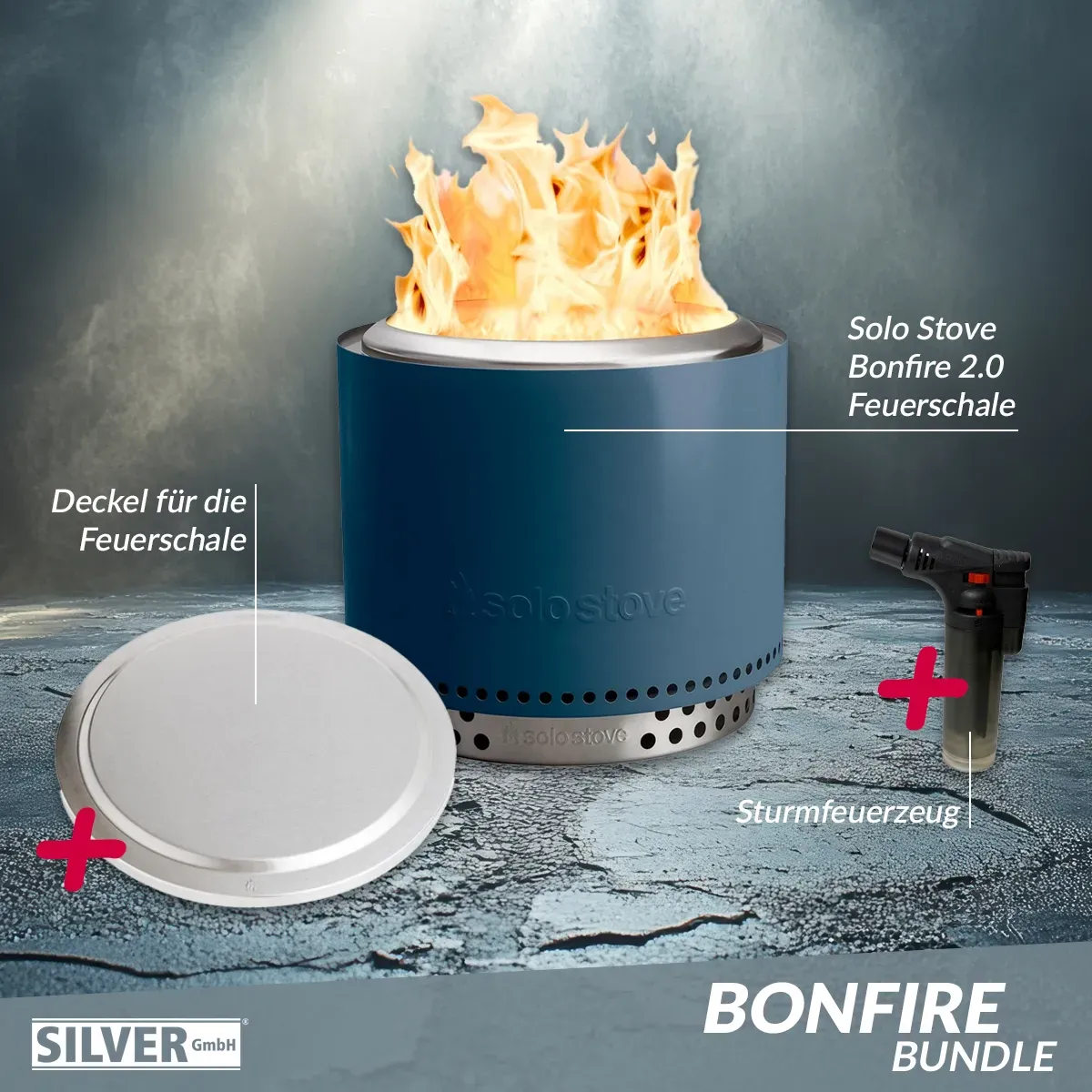 Solo Stove BONFIRE 2.0 Water Bundle inkl. Edelstahl Deckel + Standfuß + Tragetas...