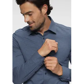 Olymp Businesshemd OLYMP Level Five body fit Jerseyshirt", Herren, Gr. 40, Normaler Arm, rauchblau, 92% Baumwolle, 8% Elasthan, Hemden,