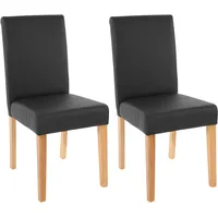 Mendler 2er-Set Esszimmerstuhl Stuhl Küchenstuhl Littau ~ Kunstleder, schwarz