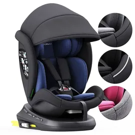 XOMAX 946i Kindersitz drehbar 360° mit ISOFIX, Liegefunktion I mitwachsend I 0-36 kg, 0-12 Jahre, Gruppe 0/1/2/3 I 5-Punkt-Gurt und 3-Punkt-Gurt I Bezug abnehmbar, waschbar I ECE R129