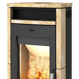 FIREPLACE Elite Budapest Stahl Schwarz/Abdeckplatte Sandstein