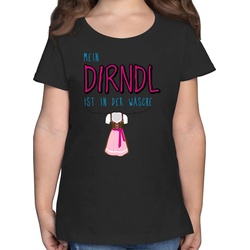 Shirtracer T-Shirt Mein Dirndl ist in der Wäsche – Mode für Oktoberfest Kinder Outfit – Mädchen Kinder T-Shirt dirndl 164 mädchen – kinder trachten shirt – schwarzes trachtenshirt schwarz 164 (14/15 Jahre)