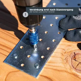 Helpmate – 12 Stück Flachverbinder 60x240 mm – Holzverbinder galvanisch verzinkt & blau passiviert – Verbindungsplatte mit hervorragendem Ko... - Blau