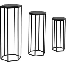 FineBuy Massivholz Blumentisch 3er Set Säulentisch Dekosäule Eckig