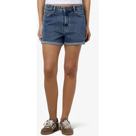 Noisy May Jeansshorts "NMMONI HW DNM SHORTS AZ358MB NOOS", Damen, Gr. XS (34), N-Gr, blau (medium blau denim), Denim/Jeans, Obermaterial: 99% Baumwolle, 1% Elasthan, unifarben, slim fit, Jeans Jeansshorts