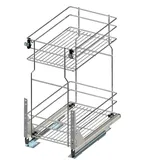 woplus - Schrankauszug Küche mit Softclose [250mm] | Auszug Küchenschrank mit 2 Etage | Unterschrankauszug Chrome | Vollauszug Bodenmontage | Küchenschrank Organizer Ausziehbar