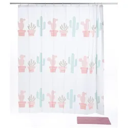 PANA® Diego 3teiliges Badezimmerset • Duschvorhang + Badematte + 12 Ringe • in 5 verschiedenen Designs