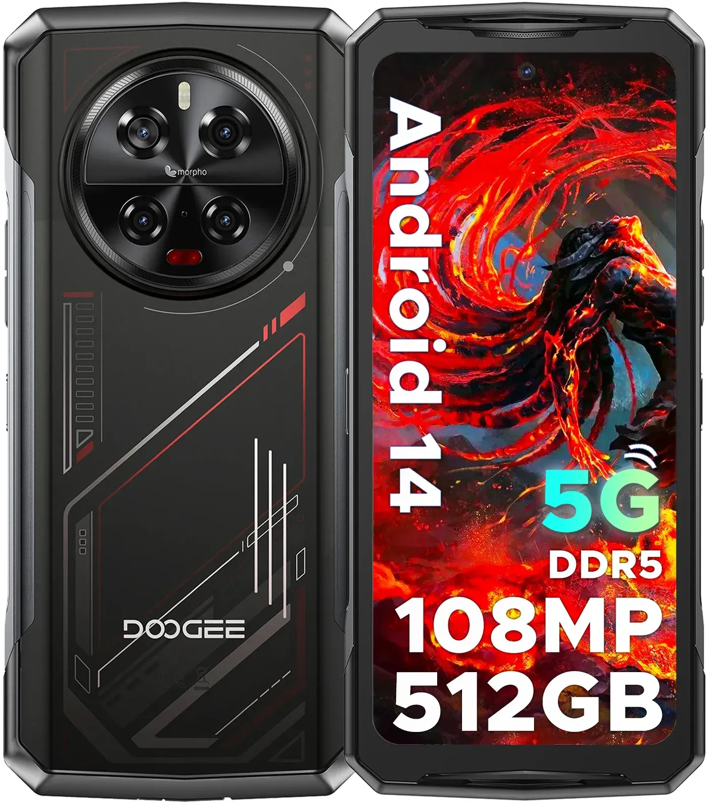 Doogee v40 5g robustes Telefon 12GB RAM 512GB ROM Gaming Smartphone Dimension 6,78 1. 0 120Hz Display 108mp zu Kamera NFC 8680mAh
