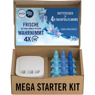 Febreze Programmierbarer Lufterfrischer 3Volution Duftstecker Starter-Kit + Nachfüllflakons Aprilfrisch, Elektrischer Raumduft mit 3 Wechselnden Düftne Zum Bekämpfen Von Gerüchen