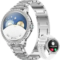 JUNG Nerunsa Smartwatch Damen Fitnessuhr, mit Bluetooth Frauen Smartwatch (3,35 cm/1,32 Zoll), Smart Uhr Herren, Fitnesstracker, Wasserdicht - Silber