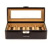 Friedrich/23 Uhrenbox Bond mit Glasdeckel für 4 Uhren Braun