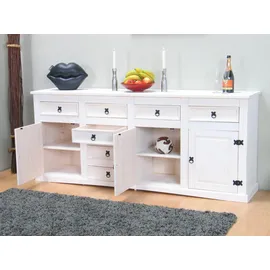 VCM ebuy24 New Mexico Sideboard mit 7 Schubladen und 3 Türen Weiss Gewachst