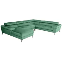 JVmoebel Ecksofa U Form Wohnlandschaft Polsterecke Textil Eckgarnitur Sofas Couchen, Made in Europa grün