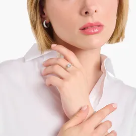 Thomas Sabo Ring mit weißem Stein im Brillantschliff Recyceltes 925 Sterling Silber Zirkonia, Größe 54, TR2474-051-14-54