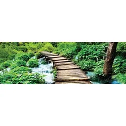 EUROART Glasbild 98 x 33 cm Wooden Bridge IV Glas Grün