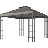 Outsunny Pavillon mit Doppeldach, ca. 3x3 m Wasserabweisend Stabil Winterfest Gartenpavillon mit UV-Schutz Partyzelt aus Metall, für Garten, Terrasse, Dunkelgrau   Aosom