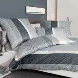JANINE Davos 65097 Gestreift Grau 135 x 200 cm + 80 x 80 cm