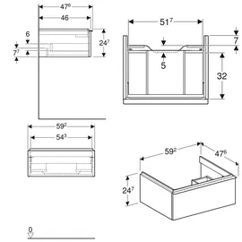 Geberit Waschtischunterschrank 1 Schublade 59,2 x 24,7 x 47,6 cm Sandgrau