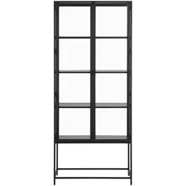 AC Design Livetastic Vitrine, Schwarz, Holzwerkstoff, 4 Fächer, 77x185.6x35 cm, Reach, Wohnzimmer, Wohnwände, Vitrinenschränke