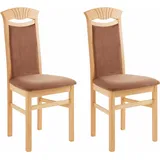 Home affaire Esszimmerstuhl Franz (Set, 2 St), strapazierfähige Microfaser, Gestell Buche natur oder weiß, Holzstuhl braun