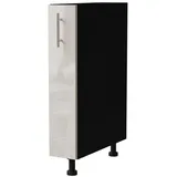 Feldmann-Wohnen Apothekerschrank Brerra (D15/kargo, 1 Türfront, innen 1 Korbauszug mit 2 Ablagen, 1-St., moderne Optik, lackierte Fronten, 15x50x82cm) schwarz / RAL 9001 creme Hochglanz / Korb rechts schwarz