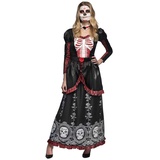 Boland - Erwachsenen-Kostüm Totenkopf, langes Kleid und Choker, Senora Adriana, Dia de los Muertos, Verkleidung, Halloween, Karneval, Mottoparty